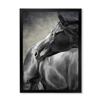 Portrait of A Black Horse Canvas Wall Art Print
