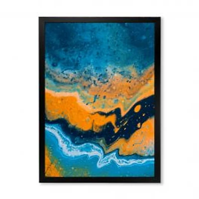Abstract Marble Composition in Blue and Orange IV Wall Art