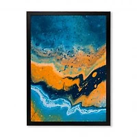 Abstract Marble Composition in Blue and Orange IV Wall Art