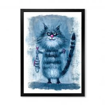 Cat Holding A Fish in Its Claws Wall Art