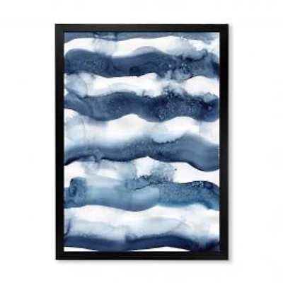 Abstract Classic Blue Waves Wall Art