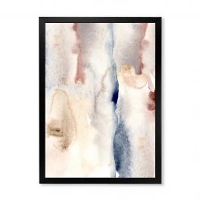 Pastel Abstract with Dark Blue Pink & Gray Spots Wall Art