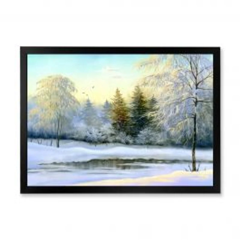 Green Trees in Beautiful Winter Landscape Wall Art