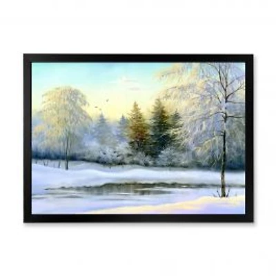 Green Trees in Beautiful Winter Landscape Wall Art