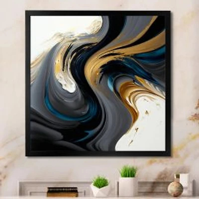 White and Gold Liquid Art IV Wall Art