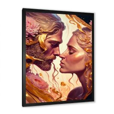 Gold And Pink Couple Art Wall Art