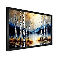 Monochrome Golden Birch Trees By The River IV Wall Art