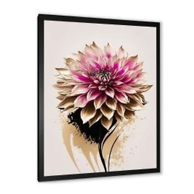 Pink Dahli Flower On Abstract Fusion Wall Art