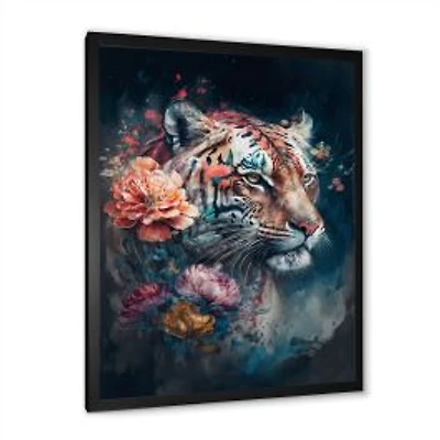 Cute Tiger Floral Art Wall Art