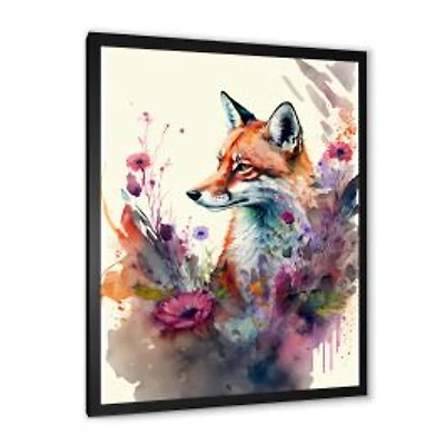 Cute Fox Floral Art Wall Art