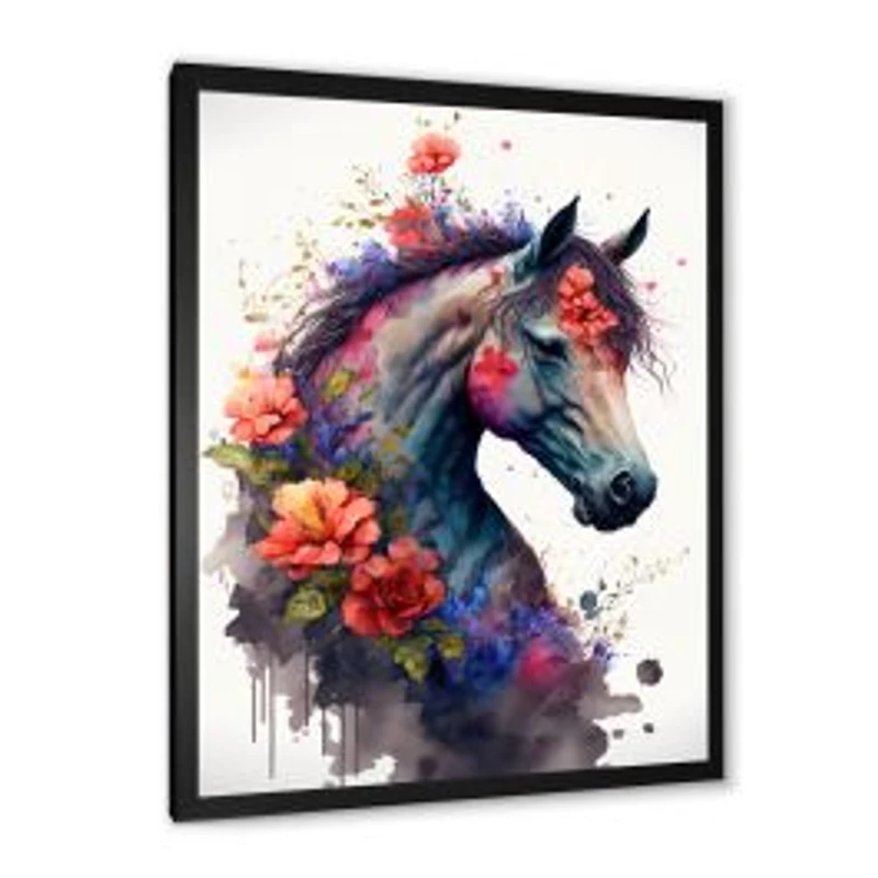 Cute Horse Floral Art I Wall Art