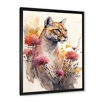 Cute Puma Floral Art Wall Art