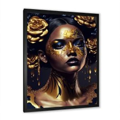 Gold Floral Woman V Wall Art
