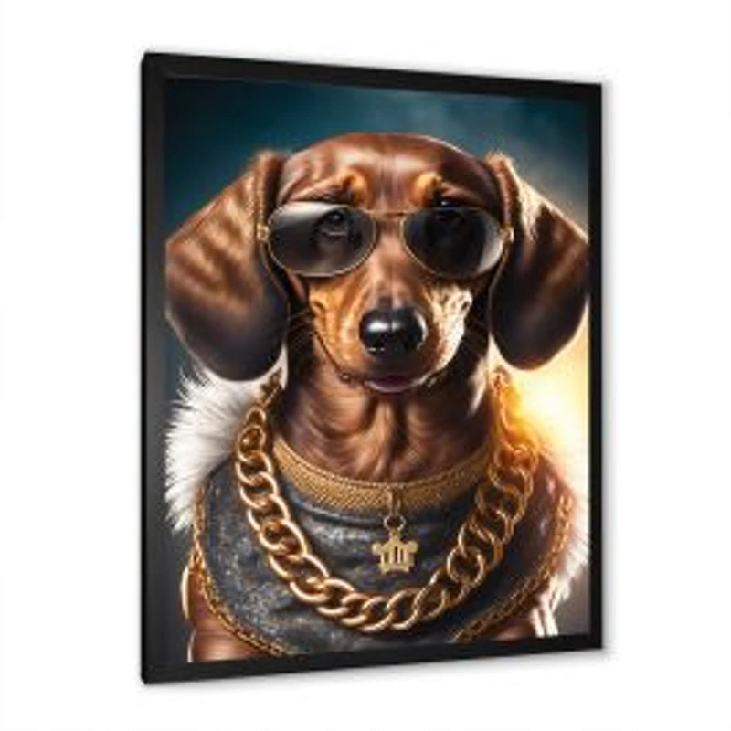 Dachshund Gangster In NYC V Wall Art
