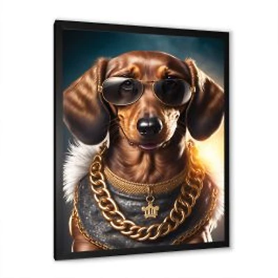 Dachshund Gangster In NYC V Wall Art