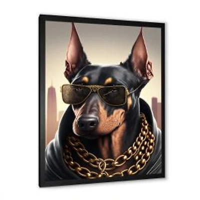 Doberman Gangster In NYC I Wall Art