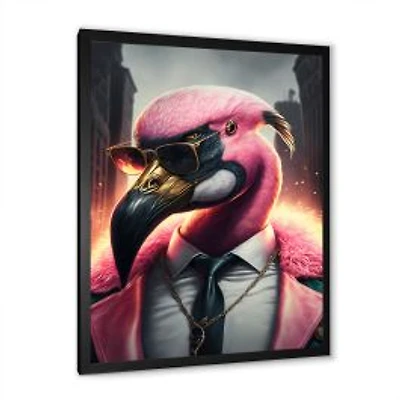 Flamingo Gangster In NYC Wall Art