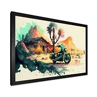 Motocycle On The Side Of The Road Wall Art