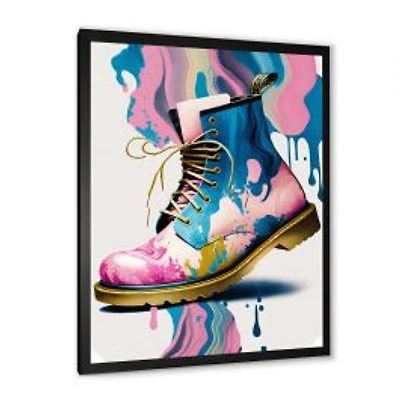 Pink And Blue Art Deco Army Shoes Wall Art