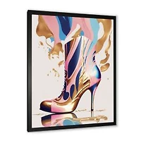 Pink And Blue Art Deco High Heel Boots Wall Art