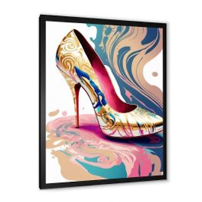Pink And Blue Art Deco High Heel Shoes IV Wall Art