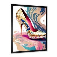 Pink And Blue Art Deco High Heel Shoes IV Wall Art