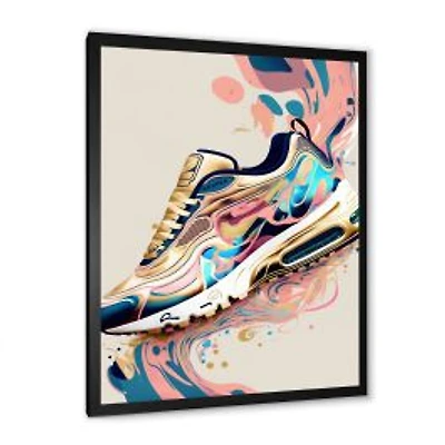 Pink And Blue Art Deco Sport Shoes Wall Art