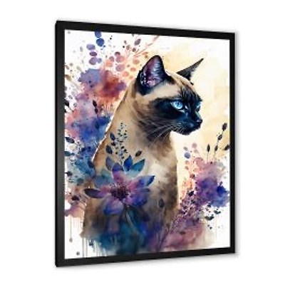 Cute Siamese Floral Art I Wall Art
