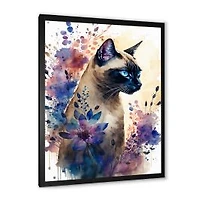 Cute Siamese Floral Art I Wall Art
