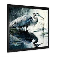 Cute Heron In A Lake Floral Art IV Wall Art