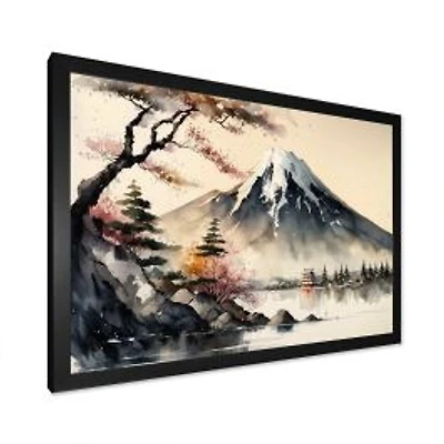 Japanese Landscape In Watercolor Wall Art
