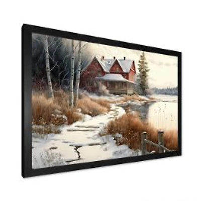 Calm Red Barn In Winter Wall Art