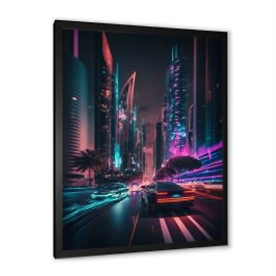 Futuristic Miami Neon Art Wall Art