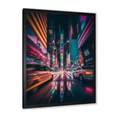 Futuristic New York City Neon Wall Art