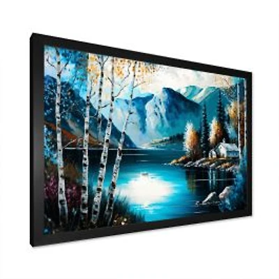 Cabin By A Lake In Fall Wall Art