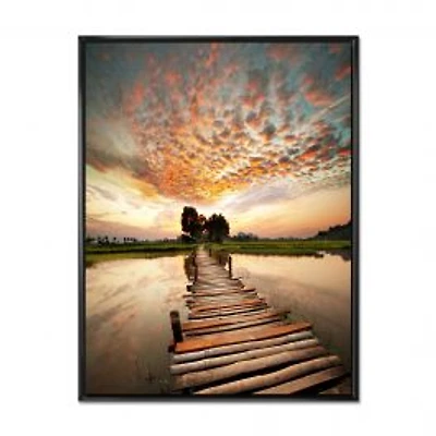 Makeshift Wooden Pier Over River Canvas Wall Art