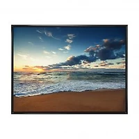 Sunrise and Glowing Waves in Ocean Canvas Wall Art