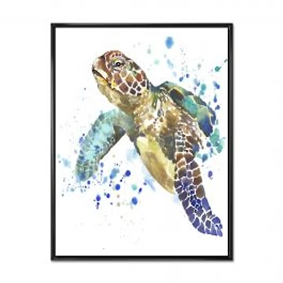 Blue Sea Turtle Canvas Art Print