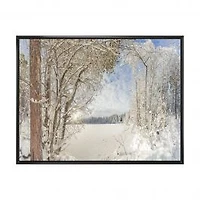 Lake in Winter Woods Wall Art
