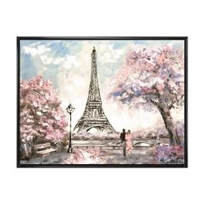 Eiffel with Pink Flowers Canvas Art Print