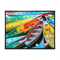 Rowing Boats on the Lake in Pokhara Canvas Wall Art Print