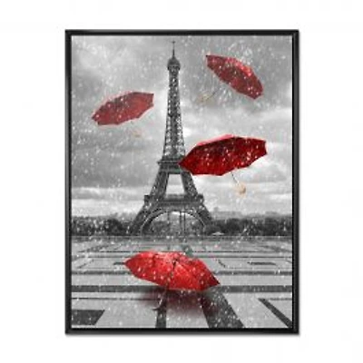Flying Umbrella with Eiffel Tower Canvas