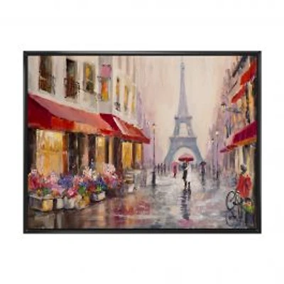 Lovers in Paris Eiffel Tower Canvas Wall Art Print