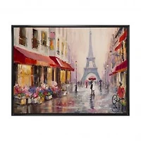 Lovers in Paris Eiffel Tower Canvas Wall Art Print