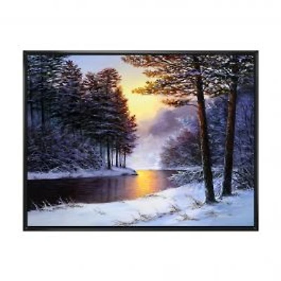 River and Forest in Winter Sunset Wall Art