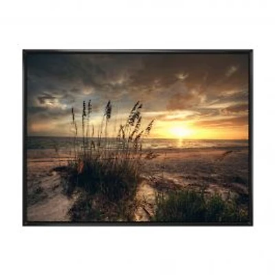 Grassy and Beach Sunset Wall Art Canvas