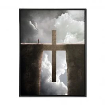 Big Cross between Two Cliffs Canvas Wall Art