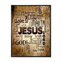 Jesus Word Cloud in Grunge Background Wall Art