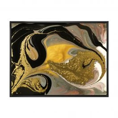 Gold and Black Marbled Rippled Texture I Wall Art