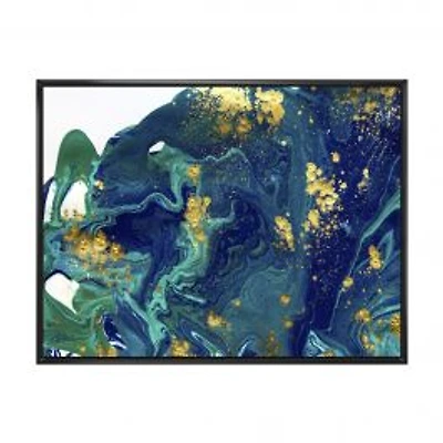 Golden Marble on Dark Blue Universe Wall Art